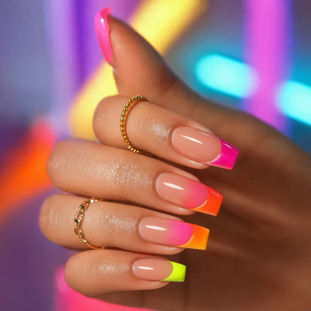 French and ombré nail set close-up at Gilded Petal Nail Studio